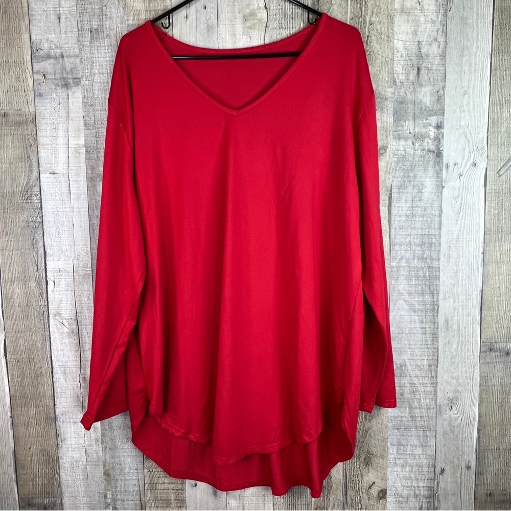 Unbranded Red V-Neck Long Sleeve Top